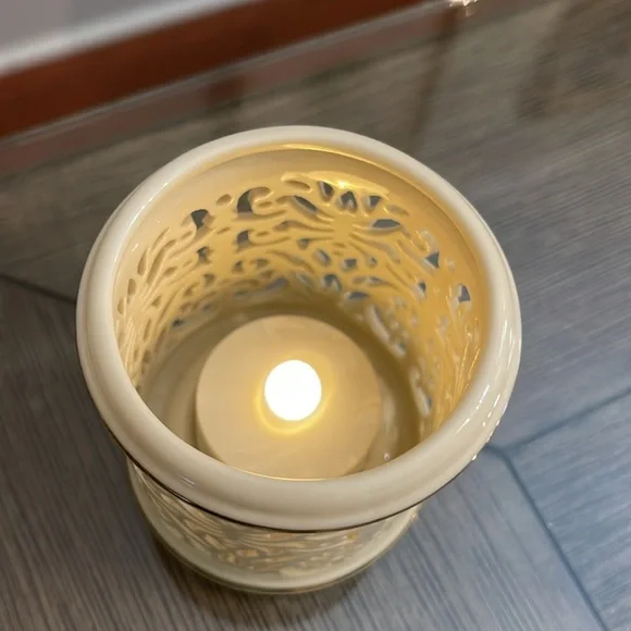 Illuminations By Lenox Collection Pierced Tealight Candle Holder with Candles - Picture 2 of 15